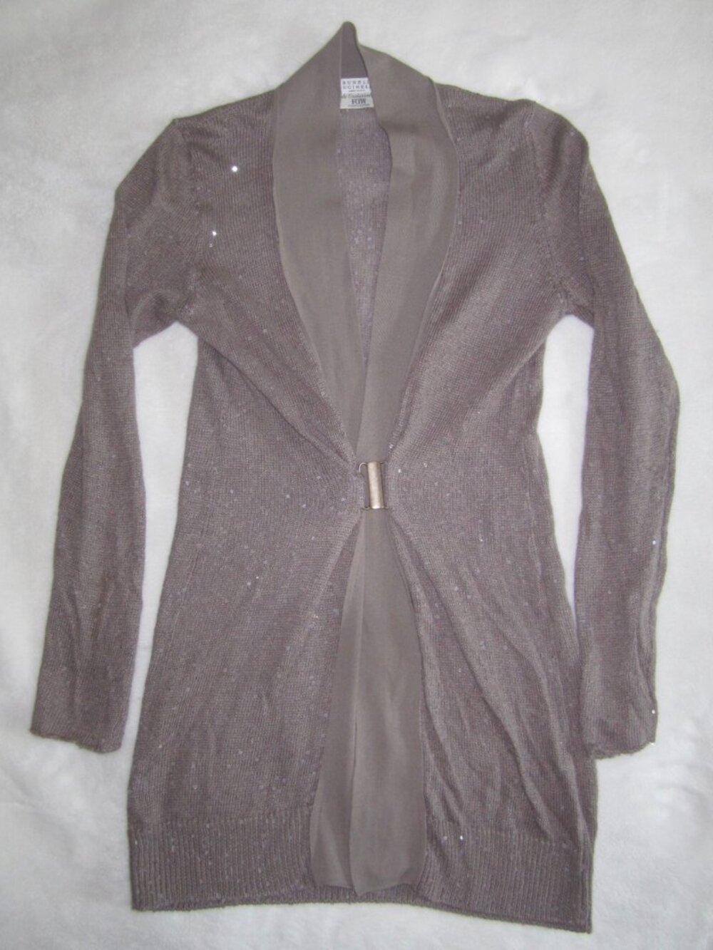 BRUNELLO CUCINELLI Linen Silk Cardigan Sweater Subtle Paillettes Women’s Small